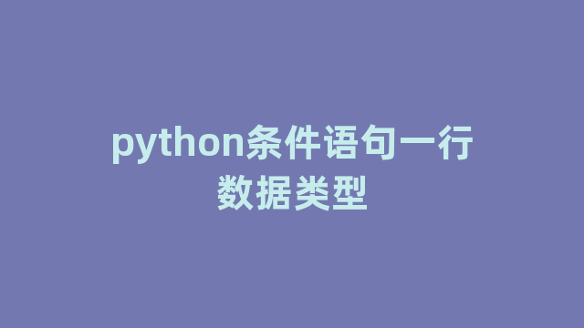 python条件语句一行数据类型