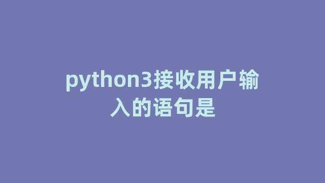 python3接收用户输入的语句是