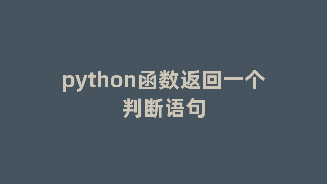 python函数返回一个判断语句