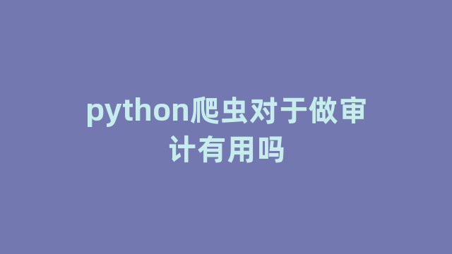 python爬虫对于做审计有用吗