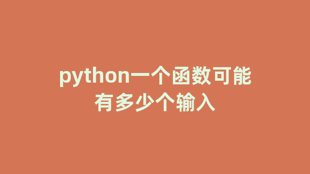 python一个函数可能有多少个输入