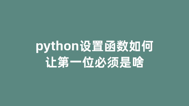 python设置函数如何让第一位必须是啥