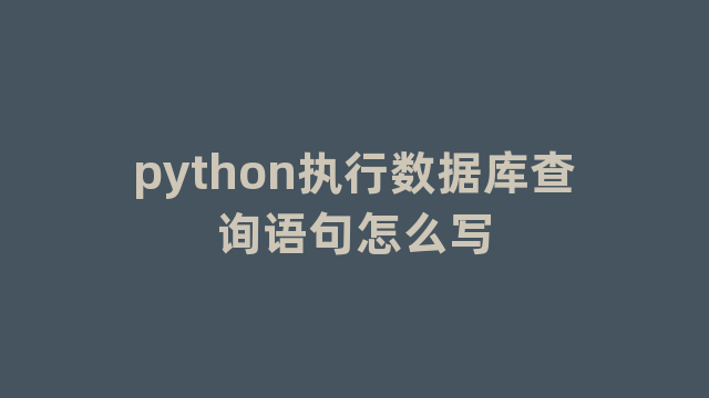 python执行数据库查询语句怎么写
