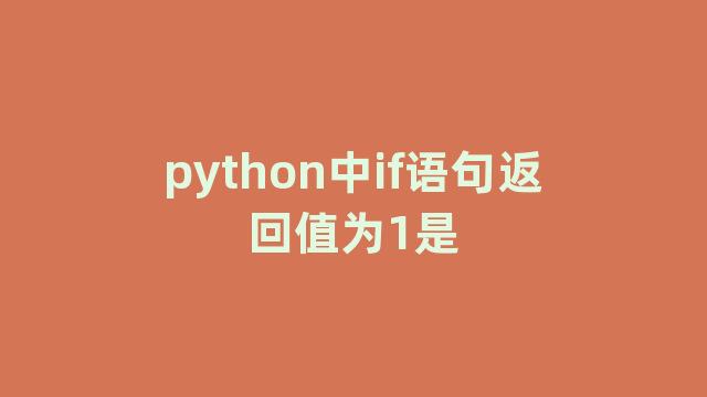 python中if语句返回值为1是