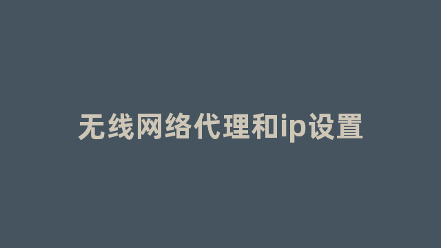 无线网络代理和ip设置