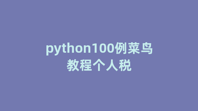 python100例菜鸟教程个人税