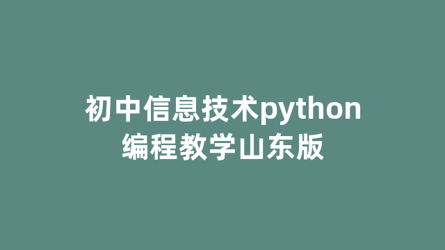 初中信息技术python编程教学山东版