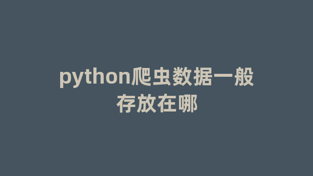 python爬虫数据一般存放在哪