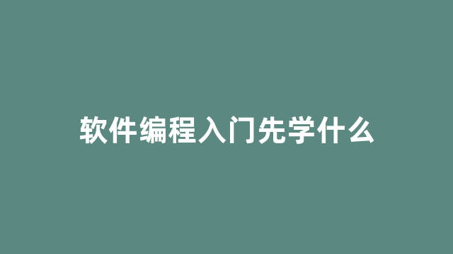 软件编程入门先学什么