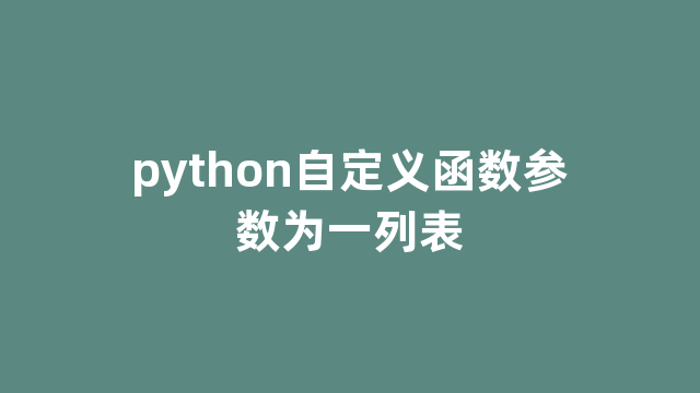 python自定义函数参数为一列表