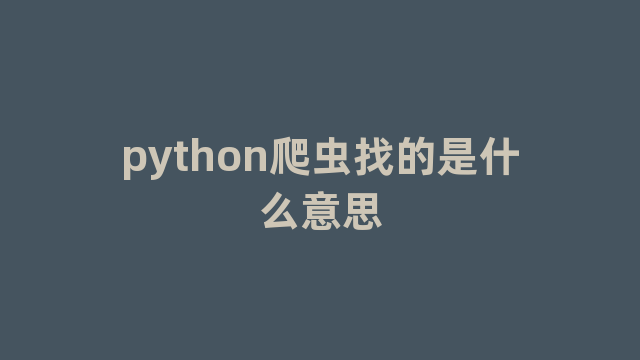 python爬虫找的是什么意思