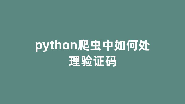 python爬虫中如何处理验证码