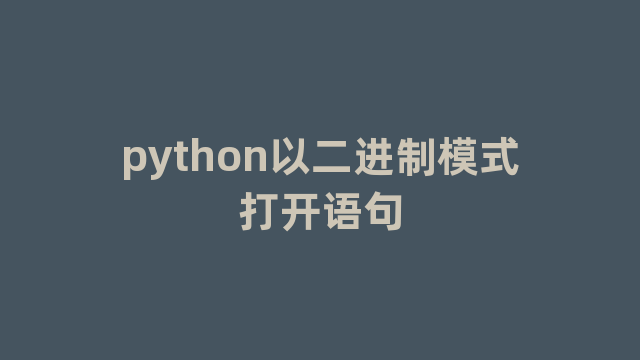 python以二进制模式打开语句