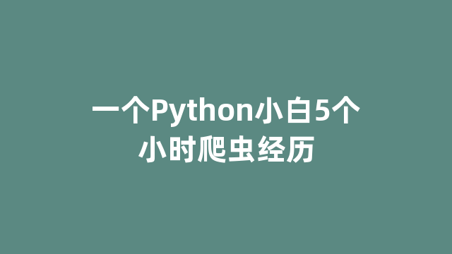 一个Python小白5个小时爬虫经历