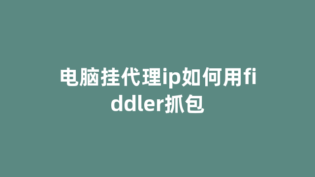 电脑挂代理ip如何用fiddler抓包