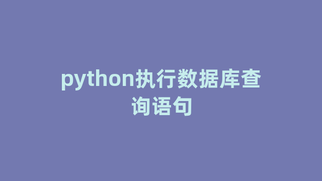 python执行数据库查询语句