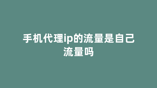 手机代理ip的流量是自己流量吗