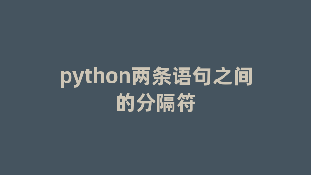 python两条语句之间的分隔符