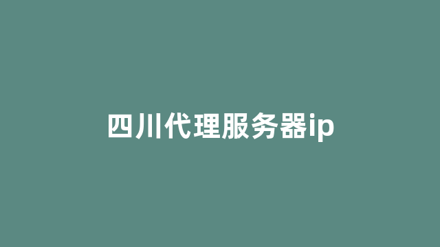 四川代理服务器ip