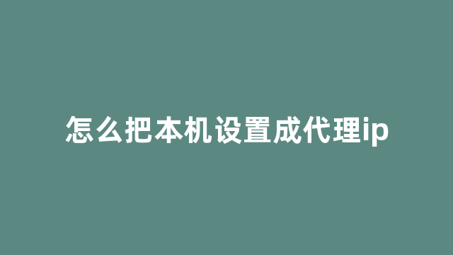 怎么把本机设置成代理ip