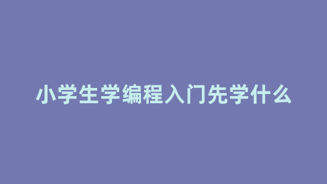 小学生学编程入门先学什么