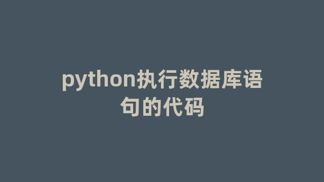 python执行数据库语句的代码