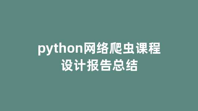 python网络爬虫课程设计报告总结