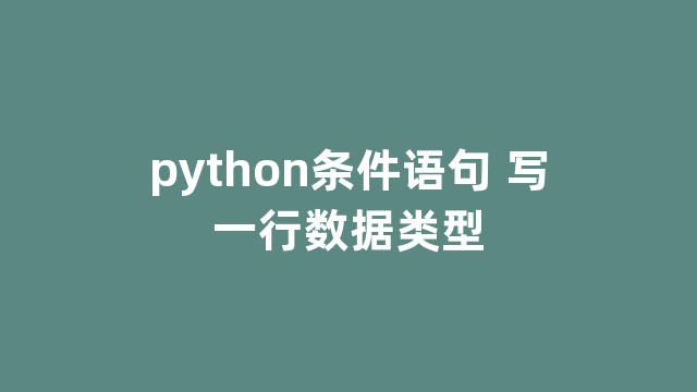 python条件语句 写一行数据类型