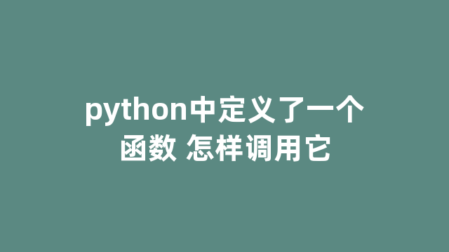 python中定义了一个函数 怎样调用它