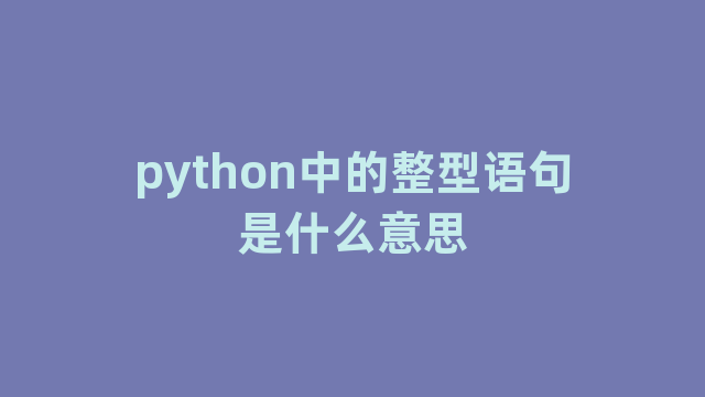 python中的整型语句是什么意思