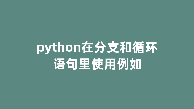 python在分支和循环语句里使用例如