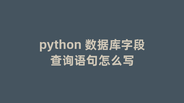 python 数据库字段查询语句怎么写