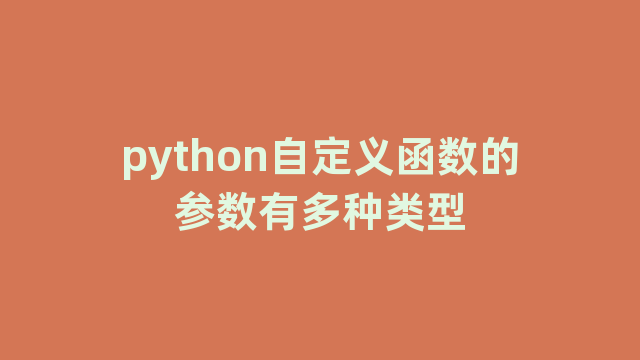 python自定义函数的参数有多种类型