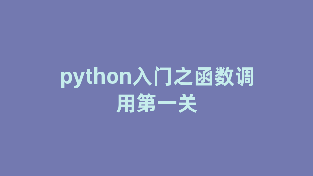 python入门之函数调用第一关