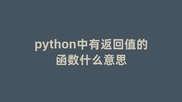 python中有返回值的函数什么意思