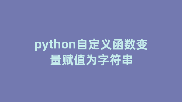 python自定义函数变量赋值为字符串