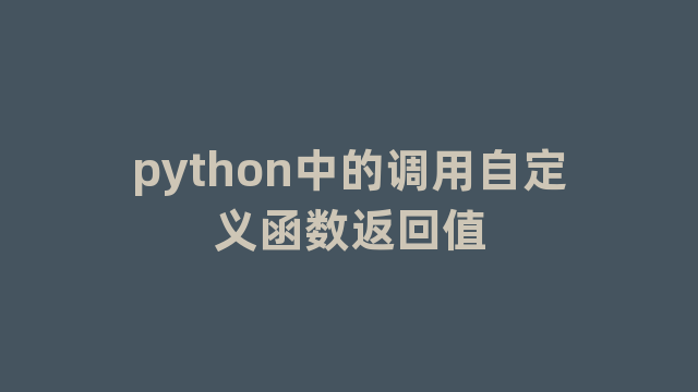 python中的调用自定义函数返回值