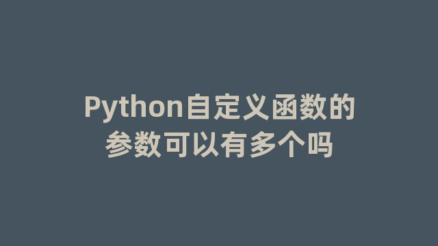 Python自定义函数的参数可以有多个吗