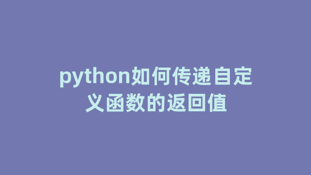 python如何传递自定义函数的返回值