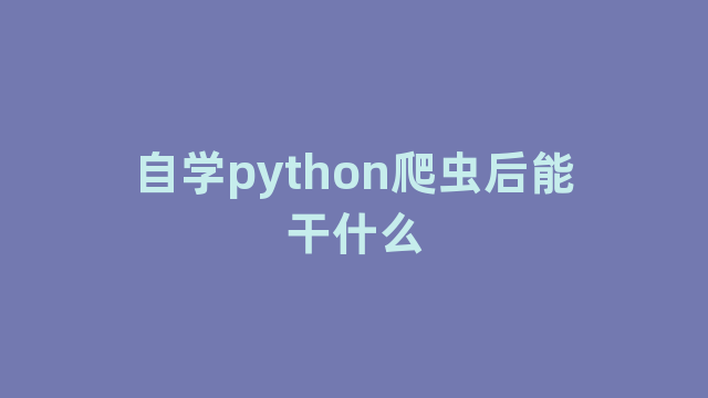 自学python爬虫后能干什么