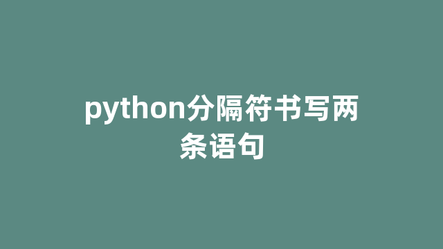 python分隔符书写两条语句