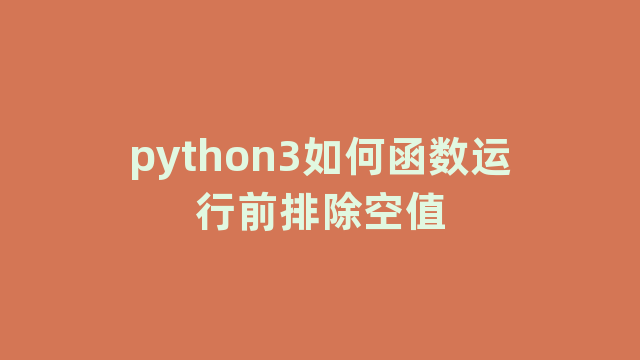 python3如何函数运行前排除空值
