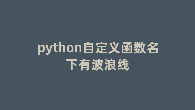 python自定义函数名下有波浪线