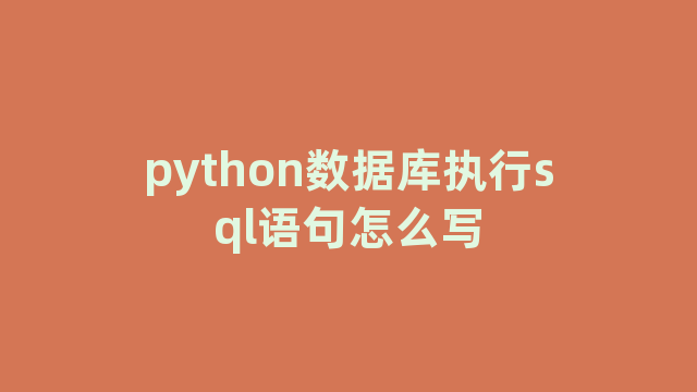 python数据库执行sql语句怎么写