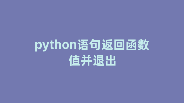 python语句返回函数值并退出