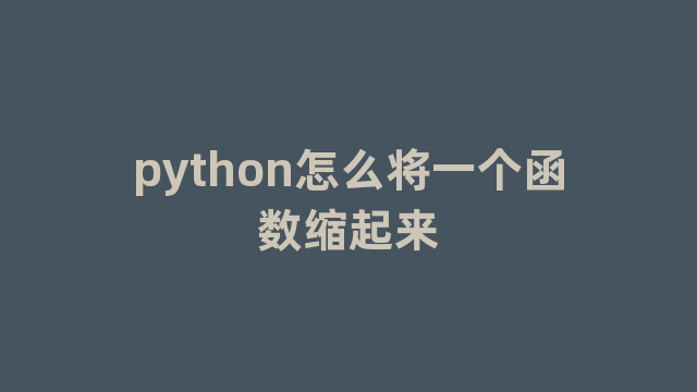 python怎么将一个函数缩起来