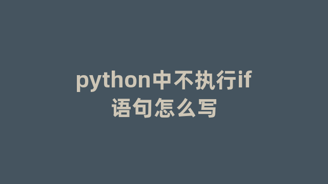 python中不执行if语句怎么写