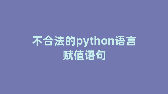 不合法的python语言赋值语句