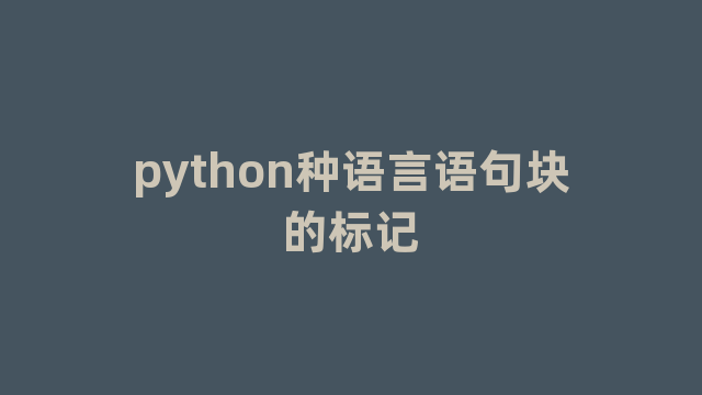 python种语言语句块的标记