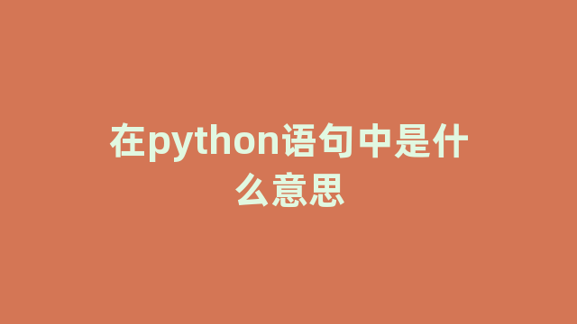 在python语句中是什么意思